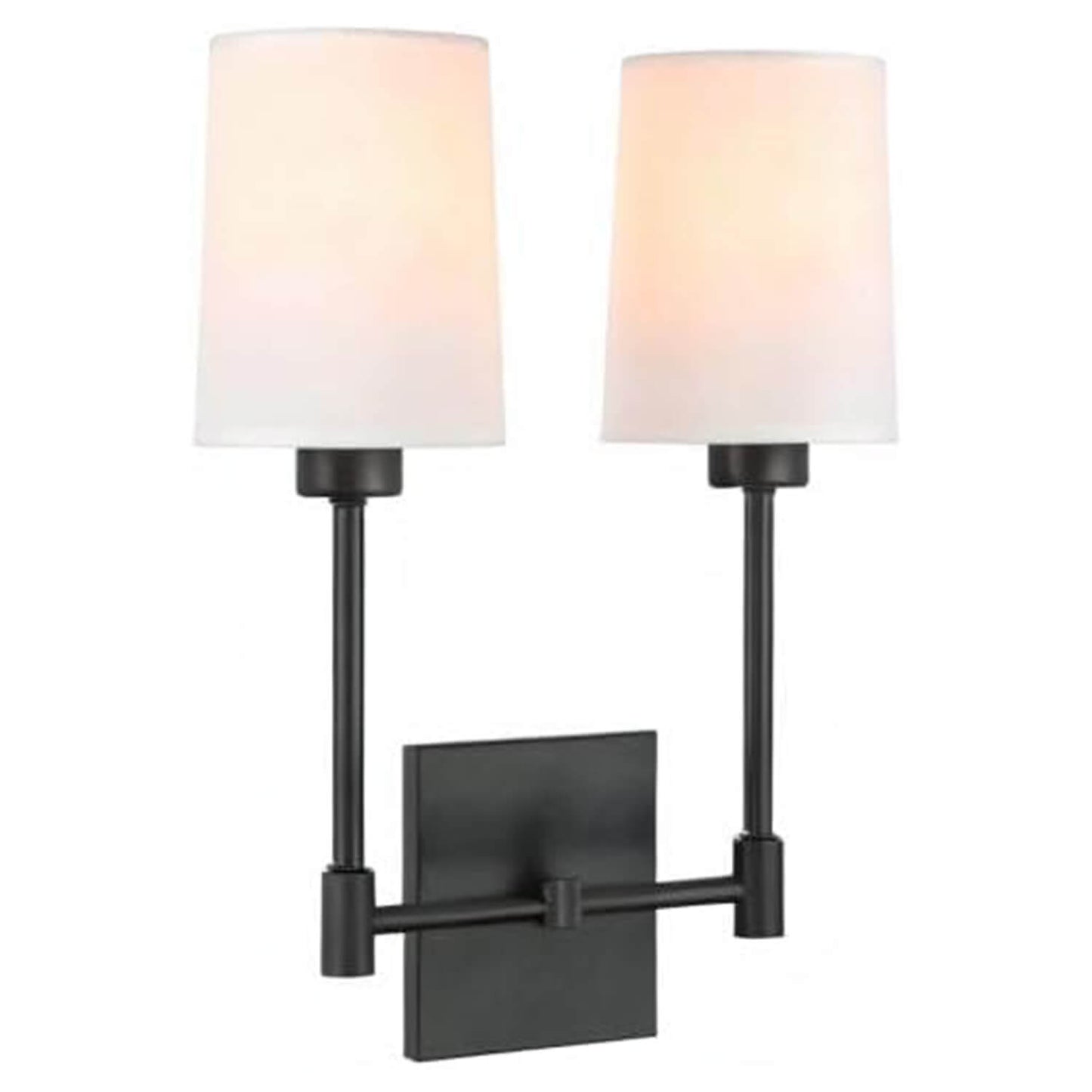 Black Fabric Shade 2-Light Wall Lamp for Bedroom & Living Room XB-W1215-2-MB