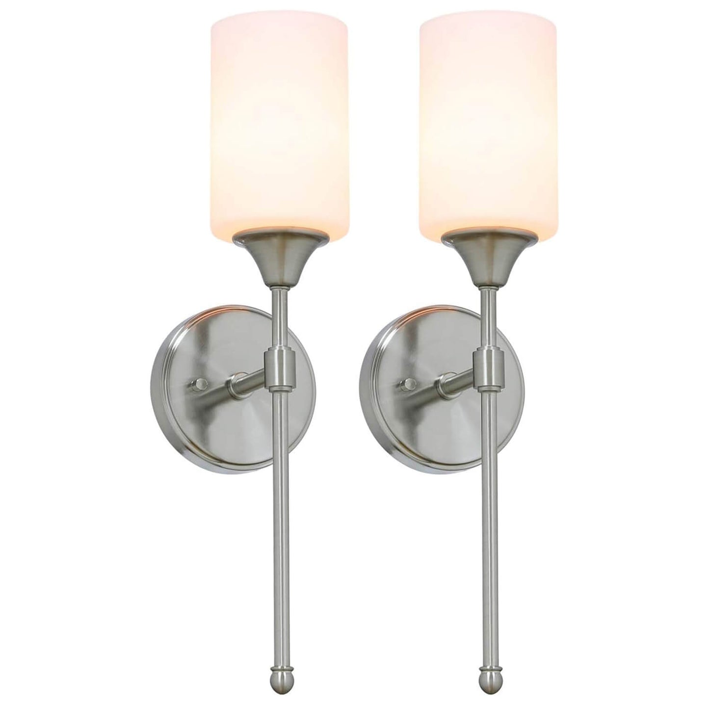 Brushed Nickel Glass Wall Sconce - 2 Pack XB-W1216-2BN