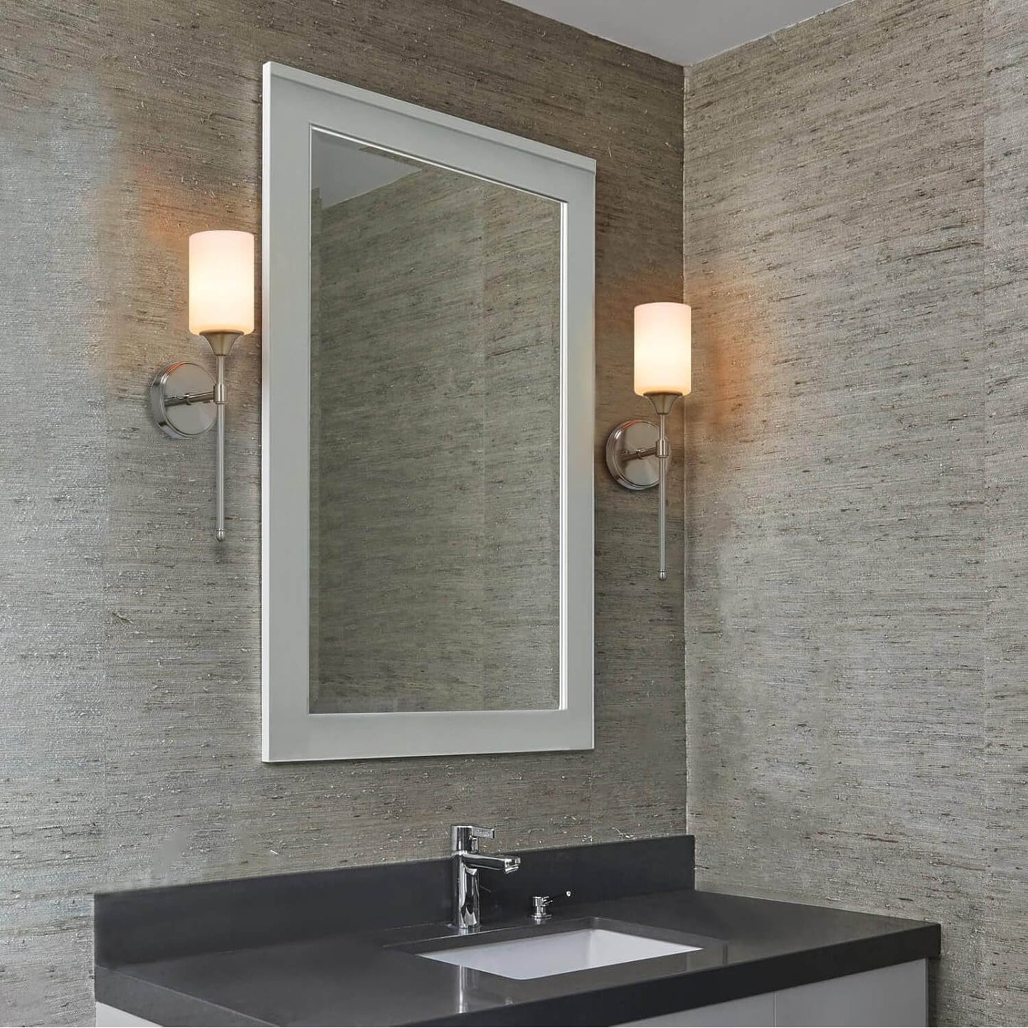 Brushed Nickel Glass Wall Sconce - 2 Pack XB-W1216-2BN