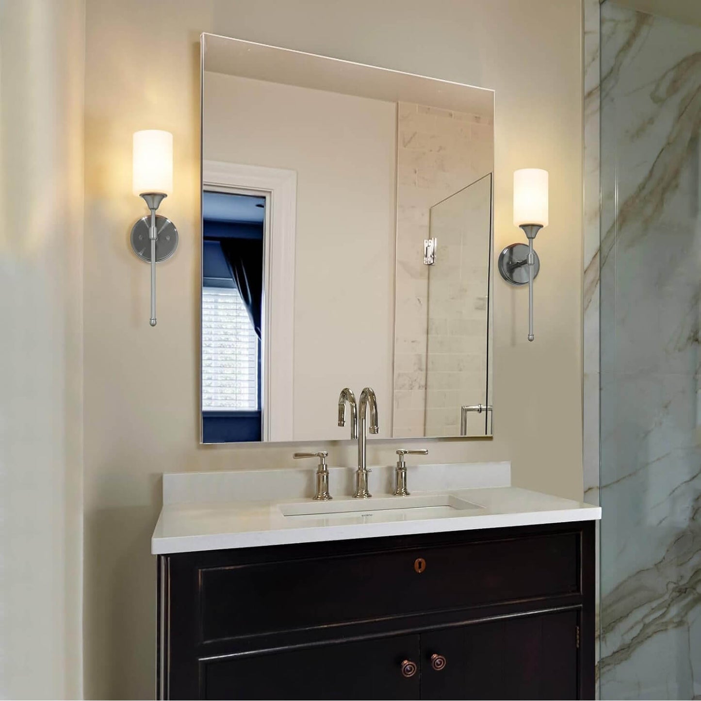 Brushed Nickel Glass Wall Sconce - 2 Pack XB-W1216-2BN