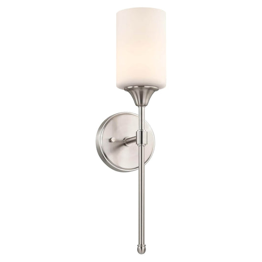 Wall Sconce Light Fixture with Glass Shade, Brushed Nickel, Bathroom Vanity Lighting XB-W1216-BN