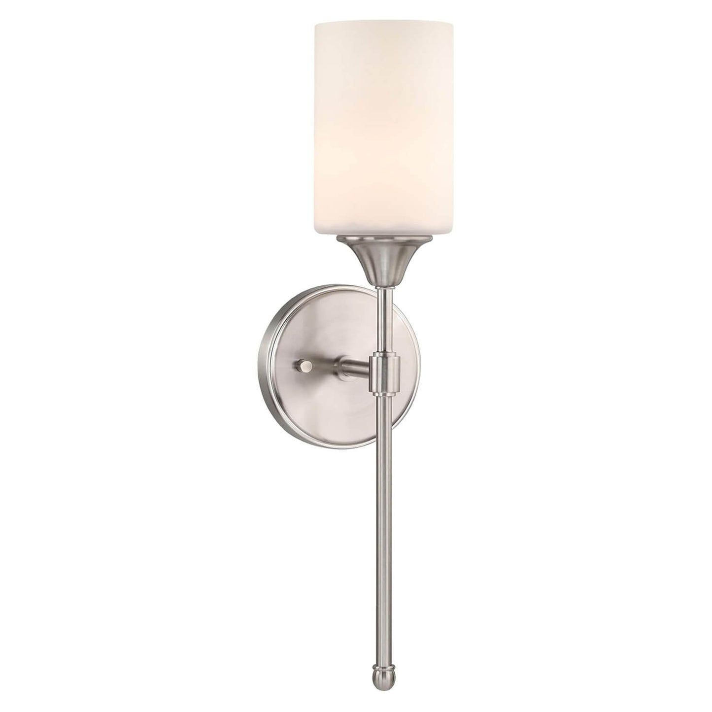 Wall Sconce Light Fixture with Glass Shade, Brushed Nickel, Bathroom Vanity Lighting XB-W1216-BN