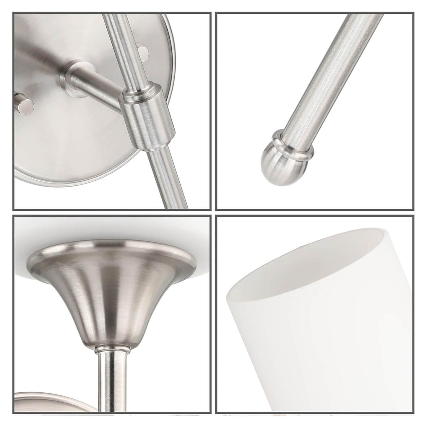 Wall Sconce Light Fixture with Glass Shade, Brushed Nickel, Bathroom Vanity Lighting XB-W1216-BN