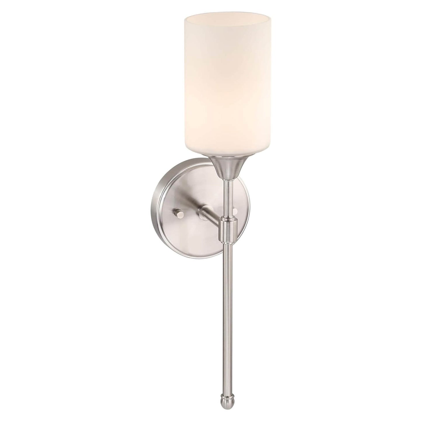 Wall Sconce Light Fixture with Glass Shade, Brushed Nickel, Bathroom Vanity Lighting XB-W1216-BN