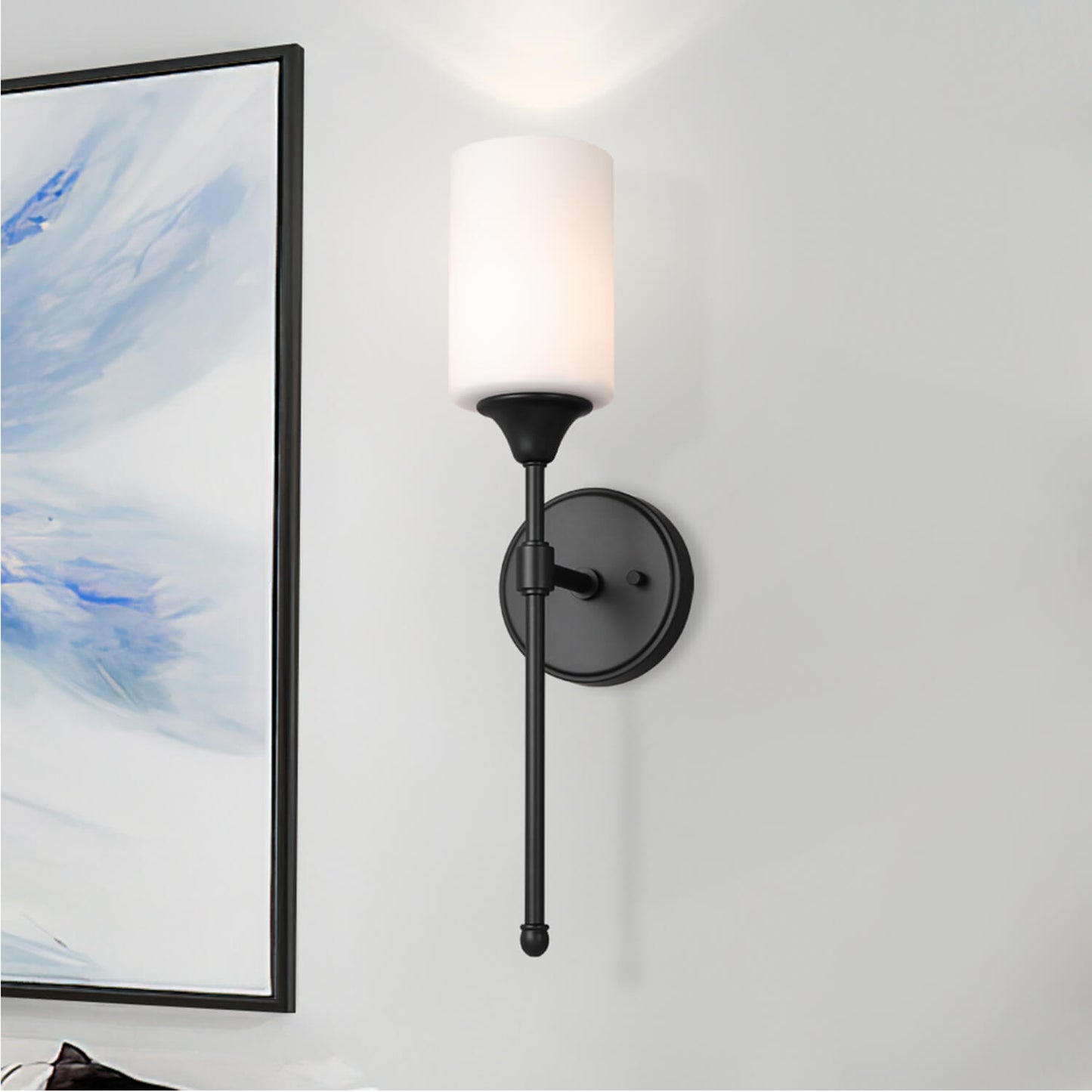 Matte Black Bathroom Vanity Wall Sconce with Glass XB-W1216-MBK
