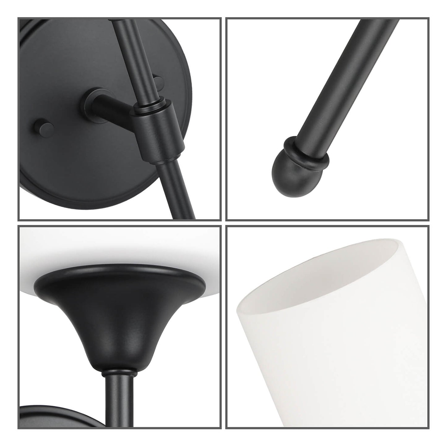 Matte Black Bathroom Vanity Wall Sconce with Glass XB-W1216-MBK