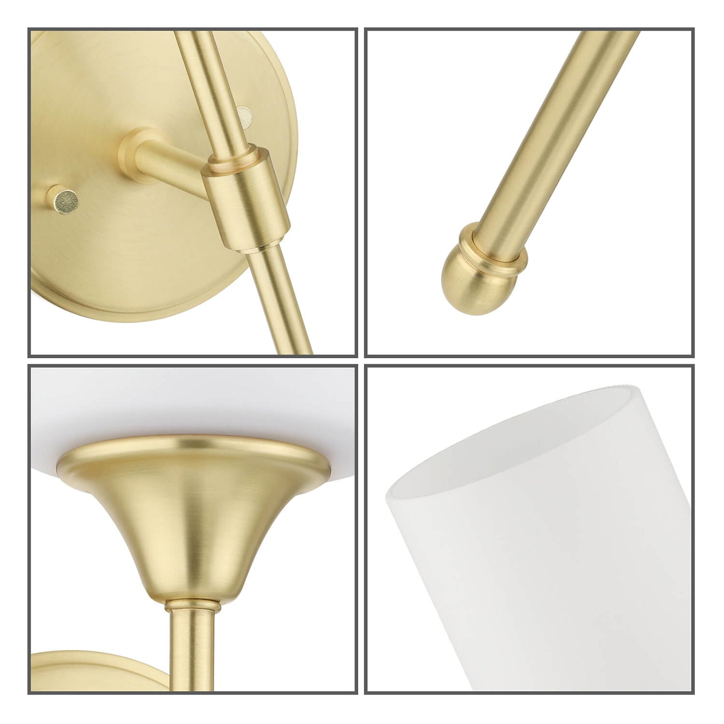 Bathroom Vanity Wall Sconce Light Fixture, Glass Shade, Satin Brass Finish XB-W1216-SB