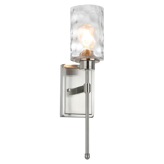 Modern Glass Wall Sconce with Vanity Light - Brushed Nickel Finish XB-W1227-BN