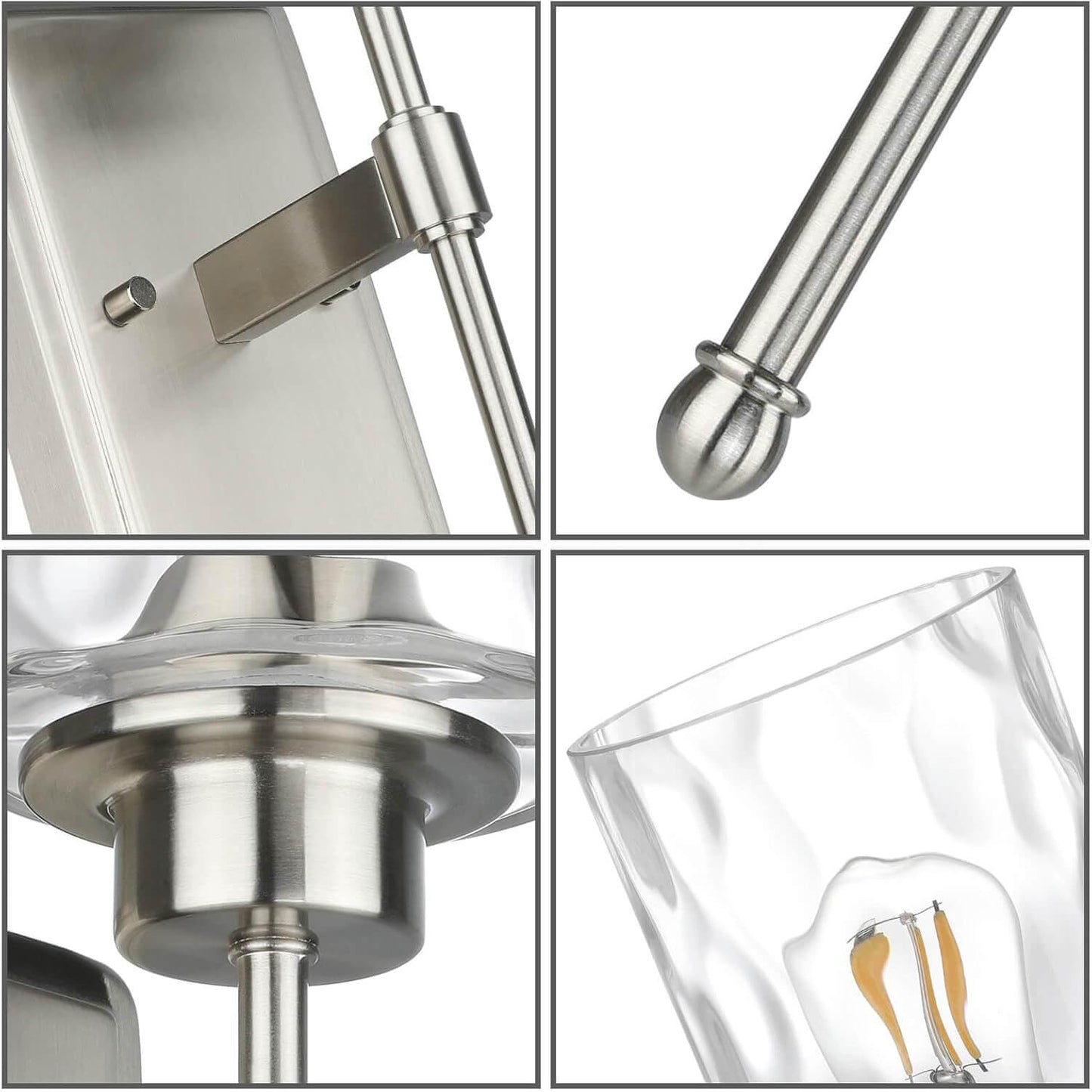 Modern Glass Wall Sconce with Vanity Light - Brushed Nickel Finish XB-W1227-BN
