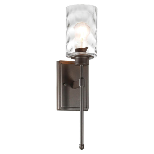 Modern Wall Sconce with Hammered Glass Shade, Dark Bronze Finish, Indoor Light Fixture XB-W1227-DB