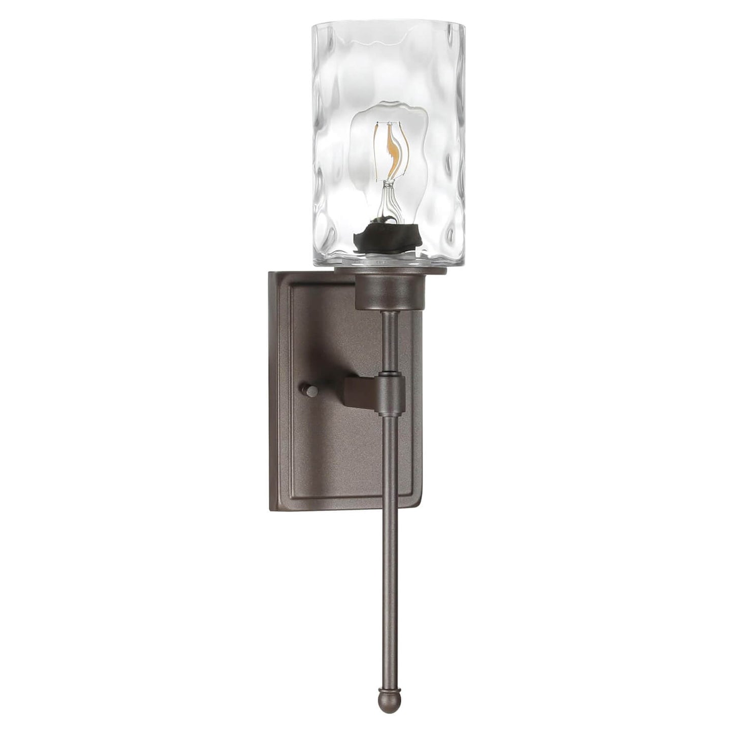 Modern Wall Sconce with Hammered Glass Shade, Dark Bronze Finish, Indoor Light Fixture XB-W1227-DB