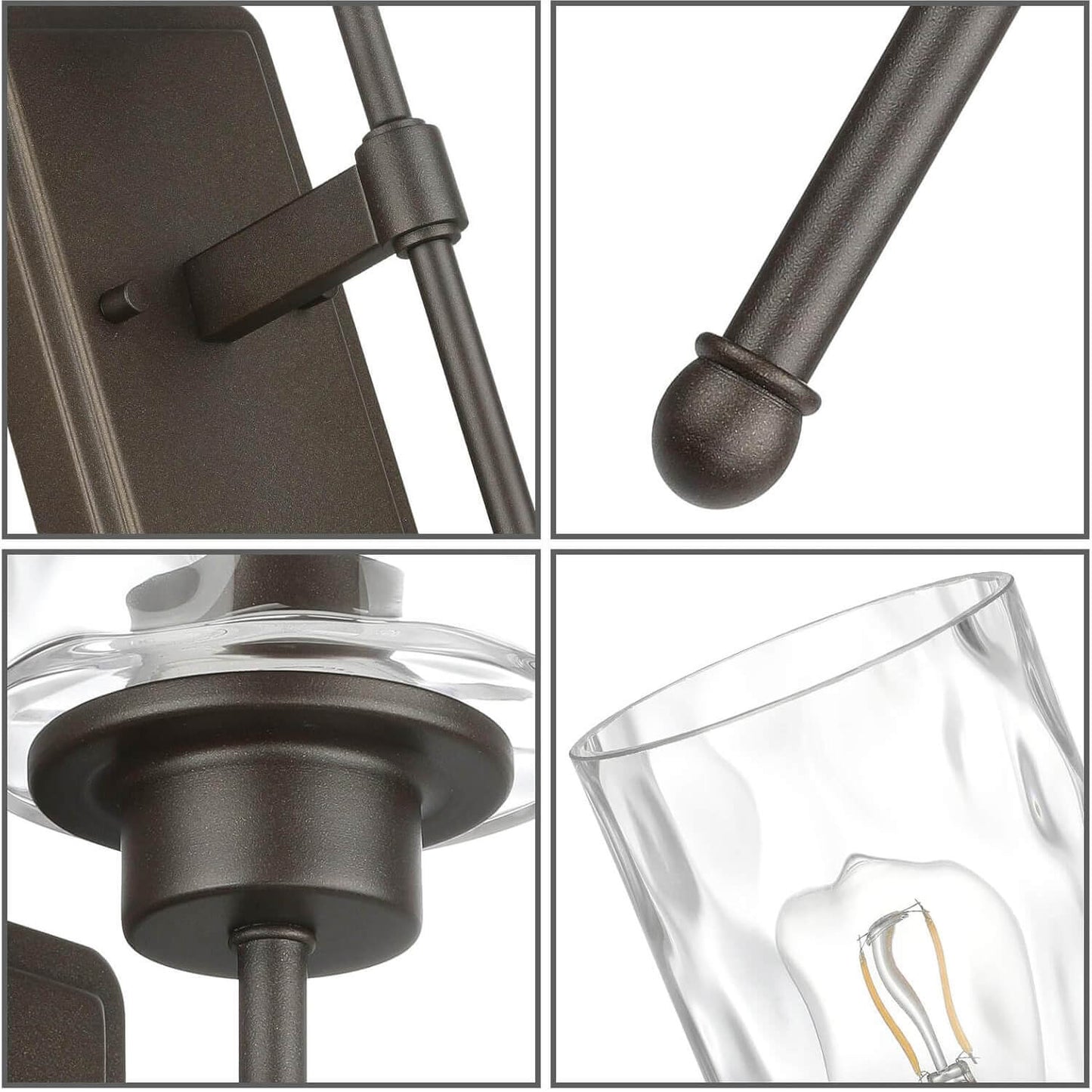 Modern Wall Sconce with Hammered Glass Shade, Dark Bronze Finish, Indoor Light Fixture XB-W1227-DB