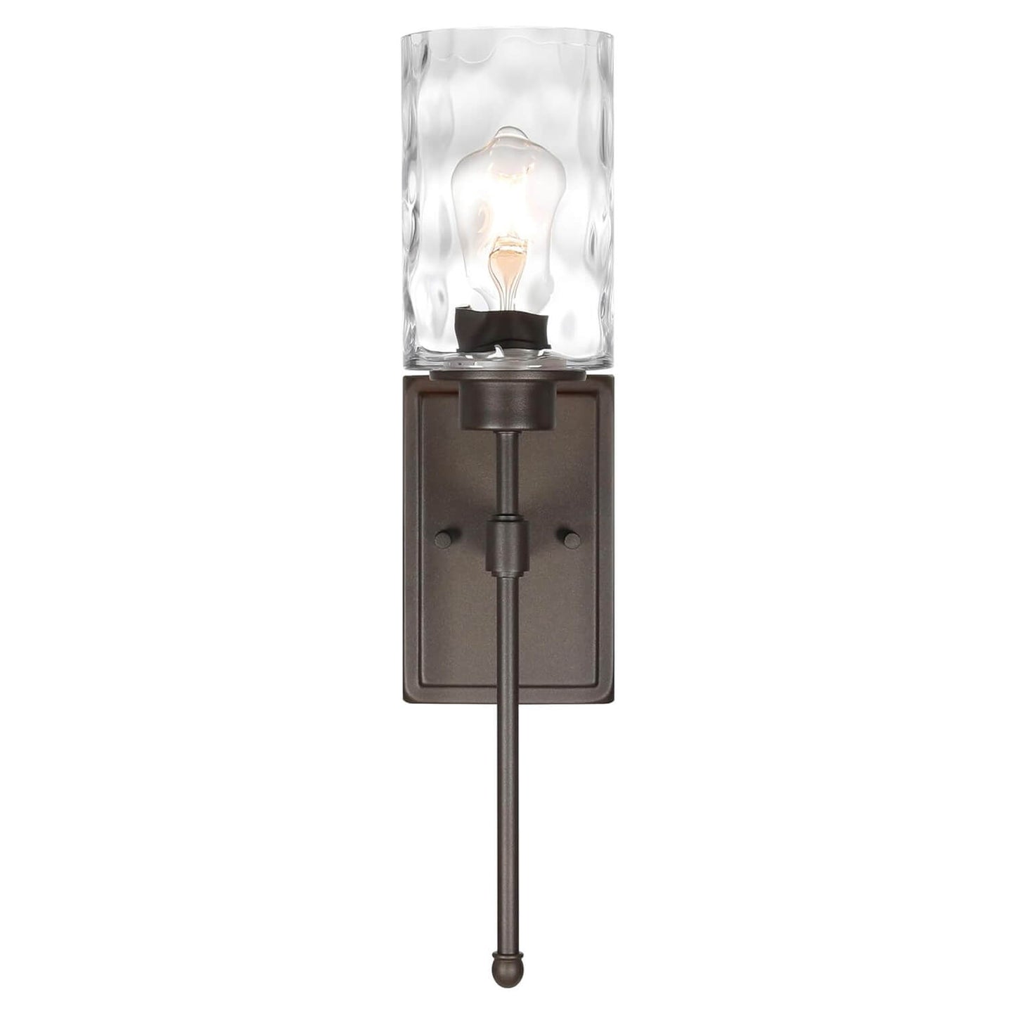 Modern Wall Sconce with Hammered Glass Shade, Dark Bronze Finish, Indoor Light Fixture XB-W1227-DB