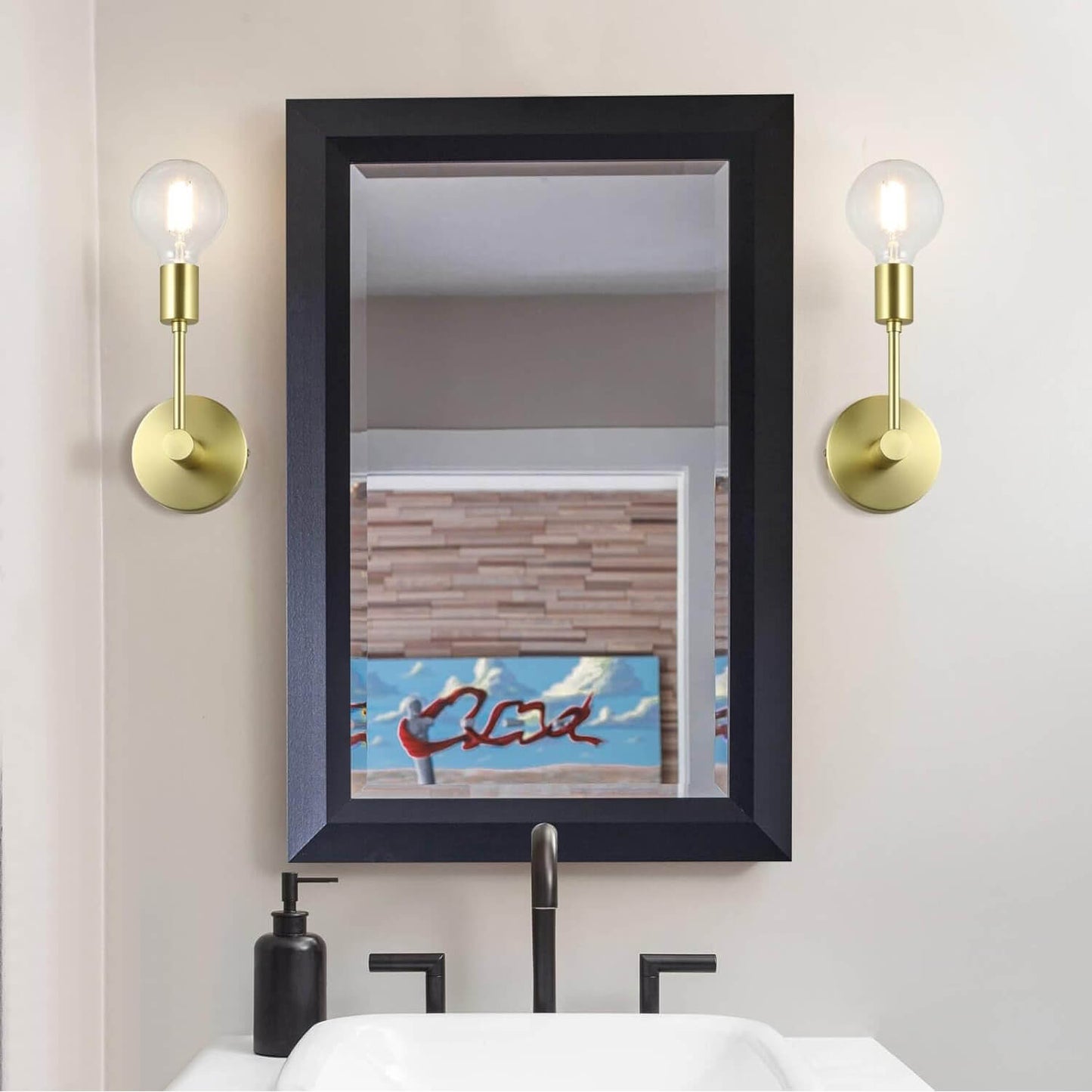 Wall Sconce, Brass Light Fixture with LED Bulb, Indoor Lighting for Bathroom XB-W1234-1-SB-G30