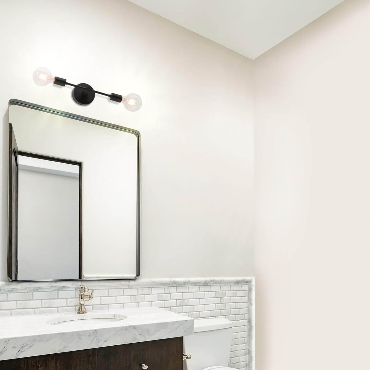 2-Light Black Bathroom Vanity Wall Sconce with LED Bulbs XB-W1234-2-MB-G30