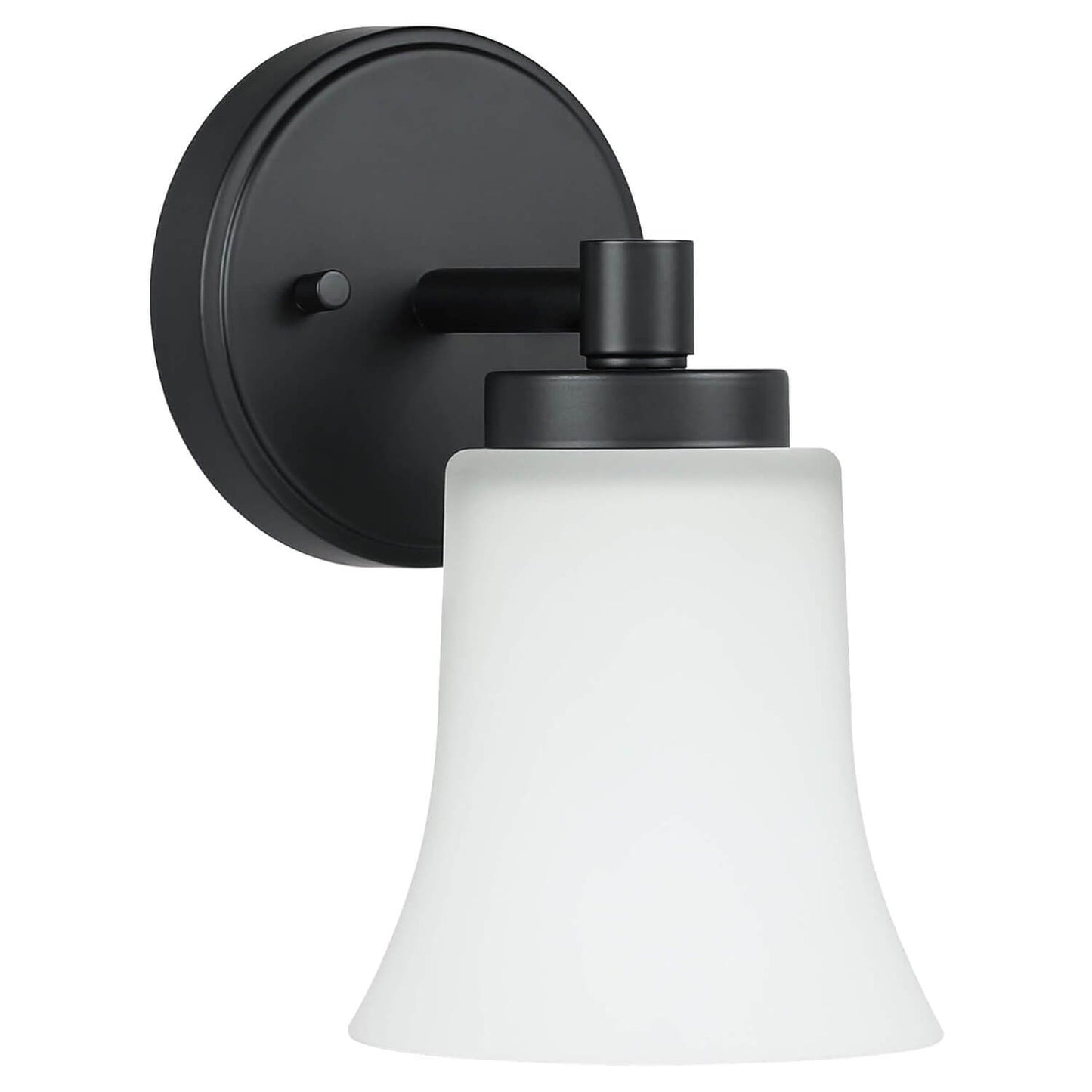 Black Glass Wall Sconce, 1-Light Vanity Light Fixture for Bathroom and Hallway XB-W1235-1-MB
