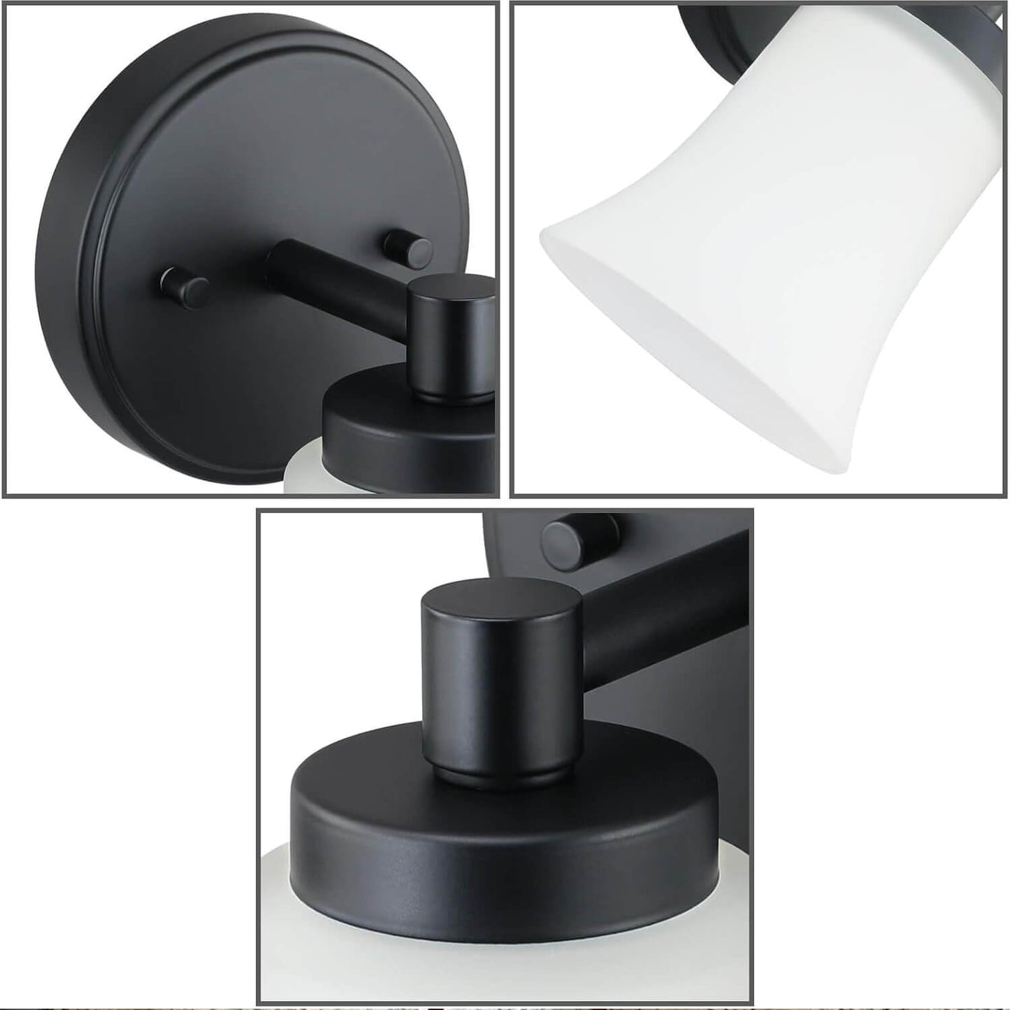 Black Glass Wall Sconce, 1-Light Vanity Light Fixture for Bathroom and Hallway XB-W1235-1-MB
