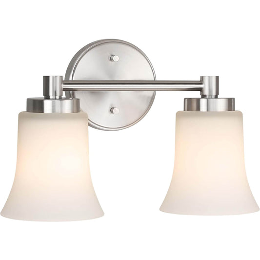 Modern Glass Vanity Light - Brushed Nickel - 2 Light XB-W1235-2-BN