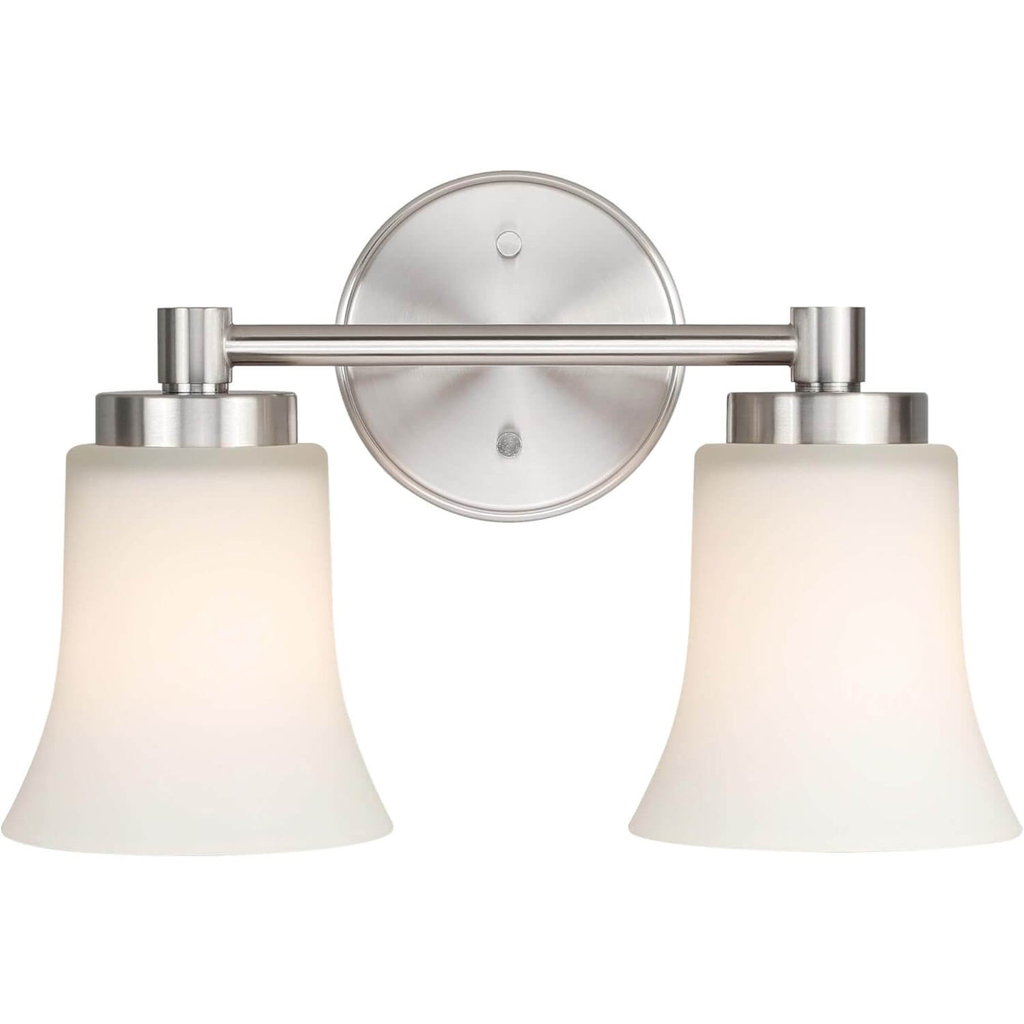 Modern Glass Vanity Light - Brushed Nickel - 2 Light XB-W1235-2-BN