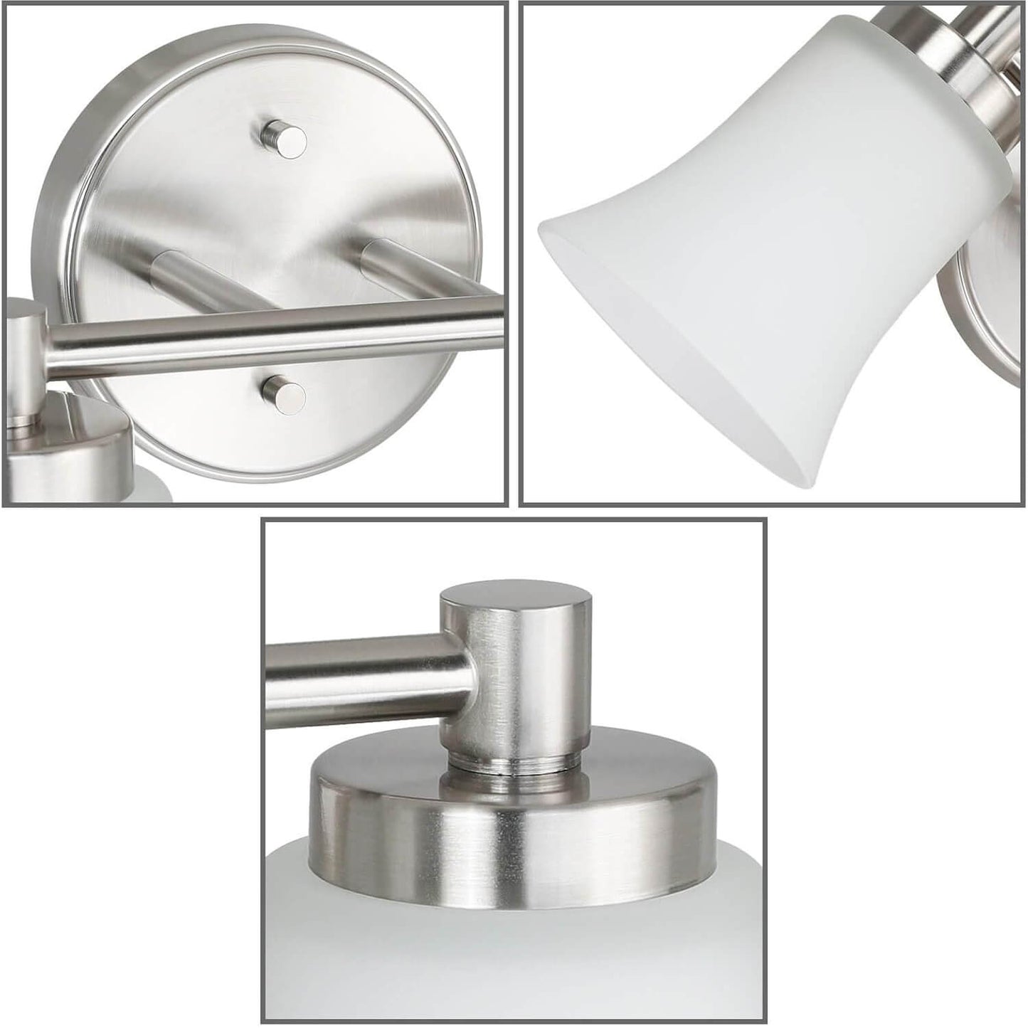Modern Glass Vanity Light - Brushed Nickel - 2 Light XB-W1235-2-BN