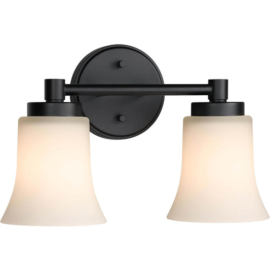 Vintage 2-Light Black Bathroom Vanity Light with Glass XB-W1235-2-MB