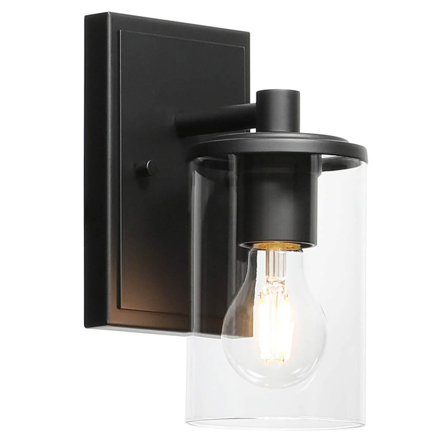 Modern Black Bathroom Vanity Wall Sconce with Glass Shade XB-W1240-1-MB