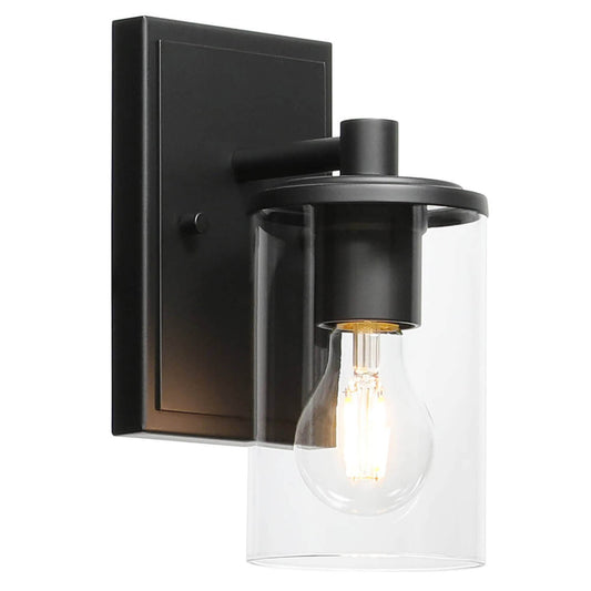 Modern Black Bathroom Vanity Wall Sconce with Glass Shade XB-W1240-1-MB
