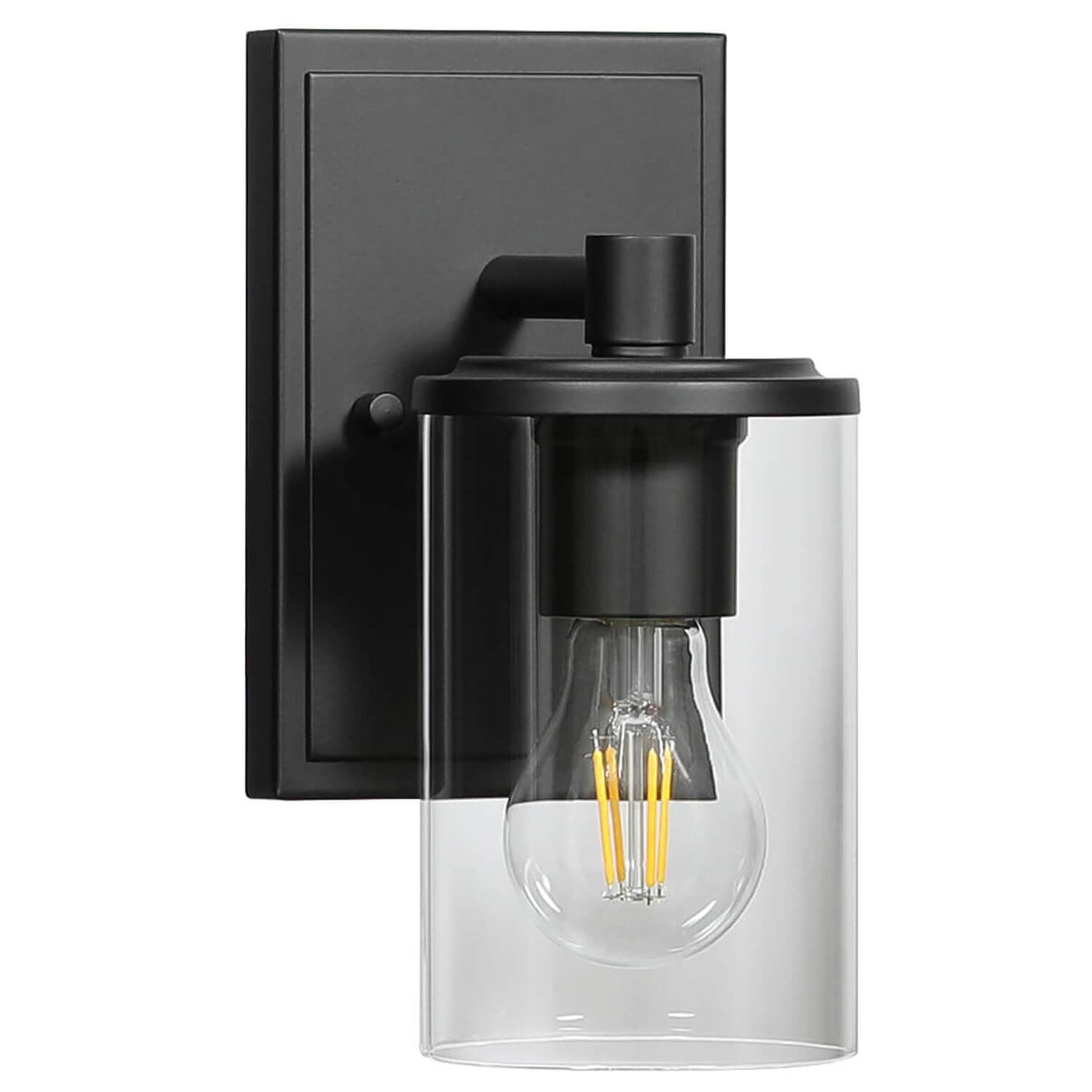 Modern Black Bathroom Vanity Wall Sconce with Glass Shade XB-W1240-1-MB