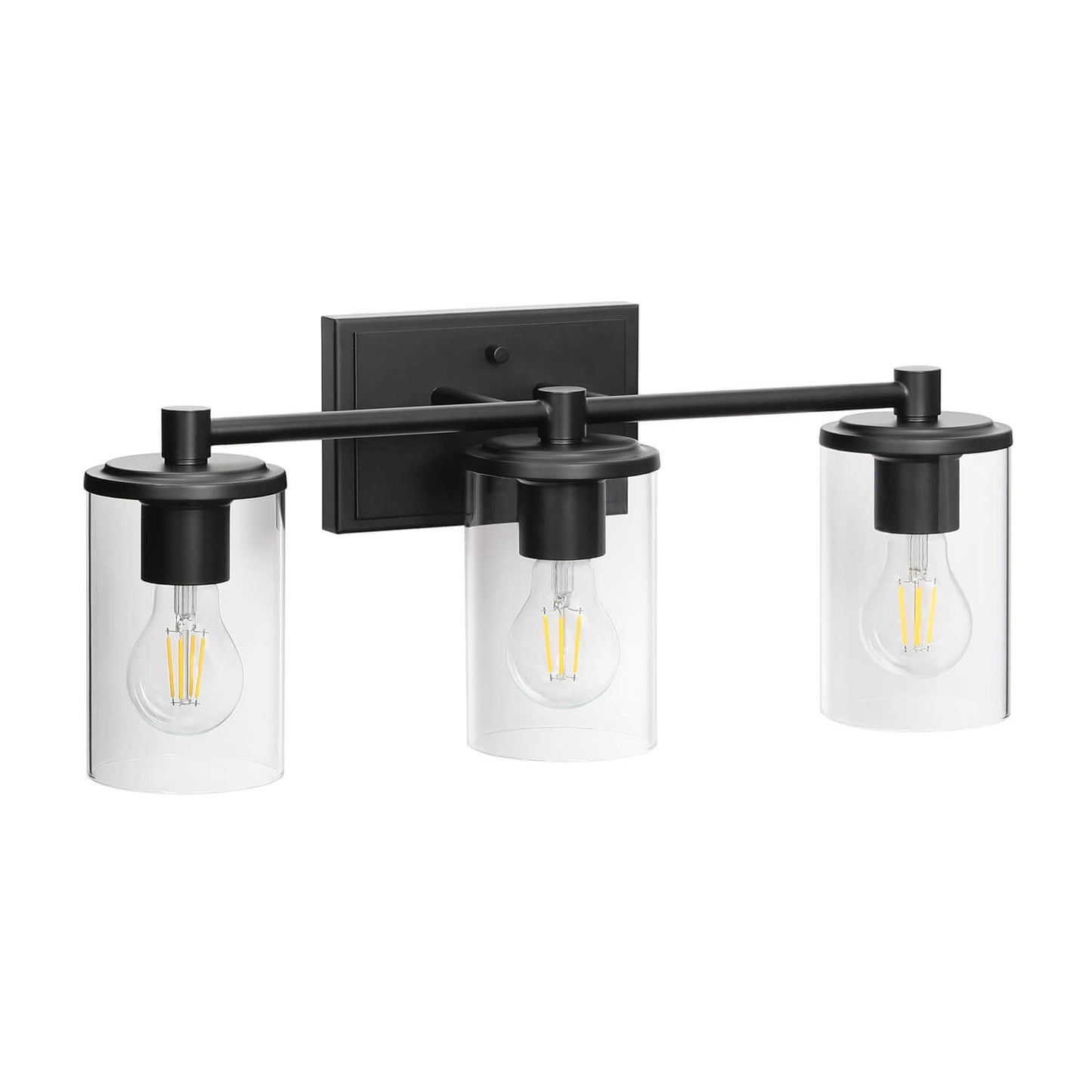 Bathroom Vanity Light, Modern Indoor Black 3 Light Wall Light with Glass XB-W1240-3-MB