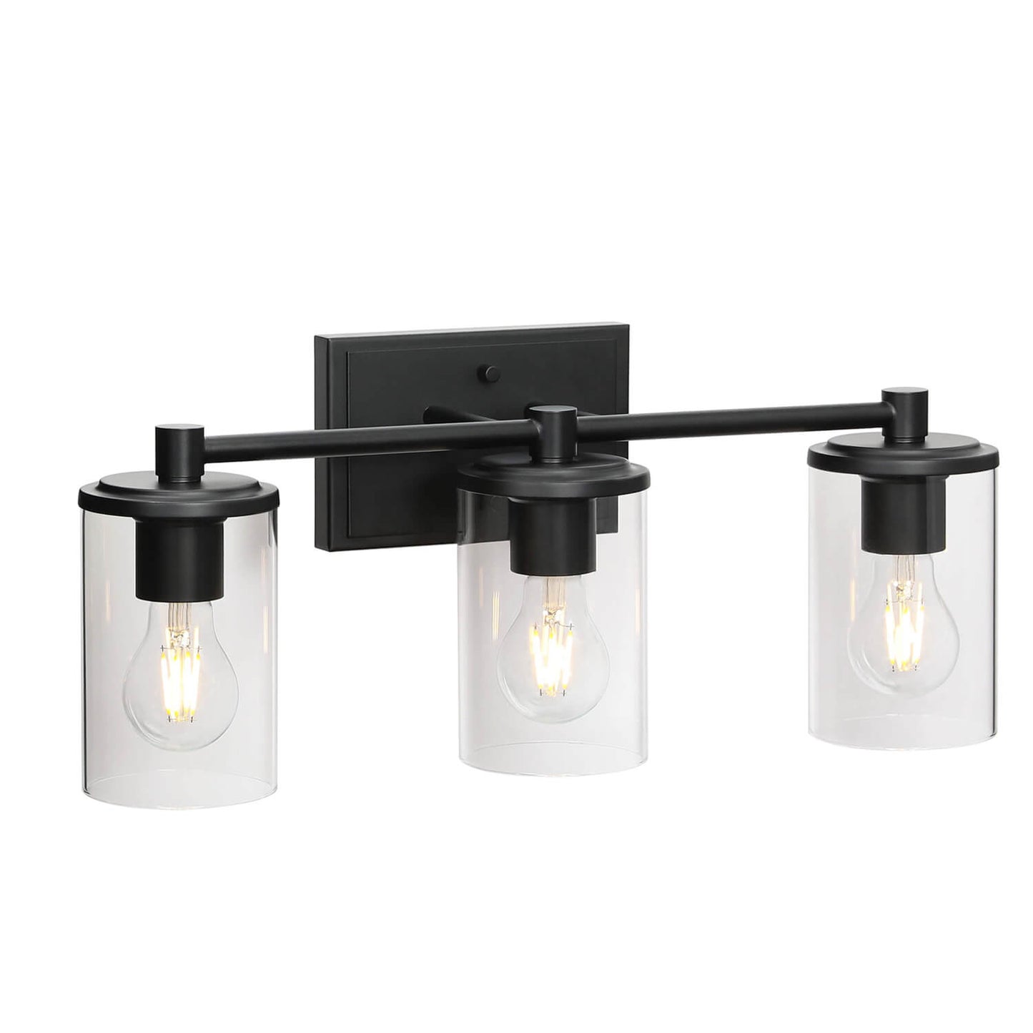 Bathroom Vanity Light, Modern Indoor Black 3 Light Wall Light with Glass XB-W1240-3-MB