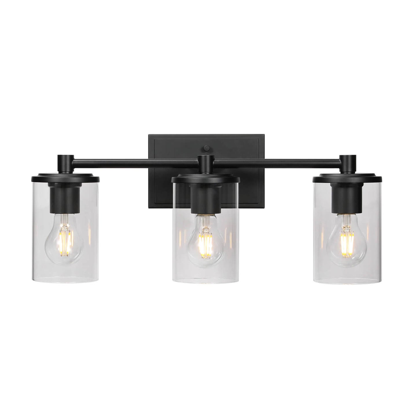 Bathroom Vanity Light, Modern Indoor Black 3 Light Wall Light with Glass XB-W1240-3-MB