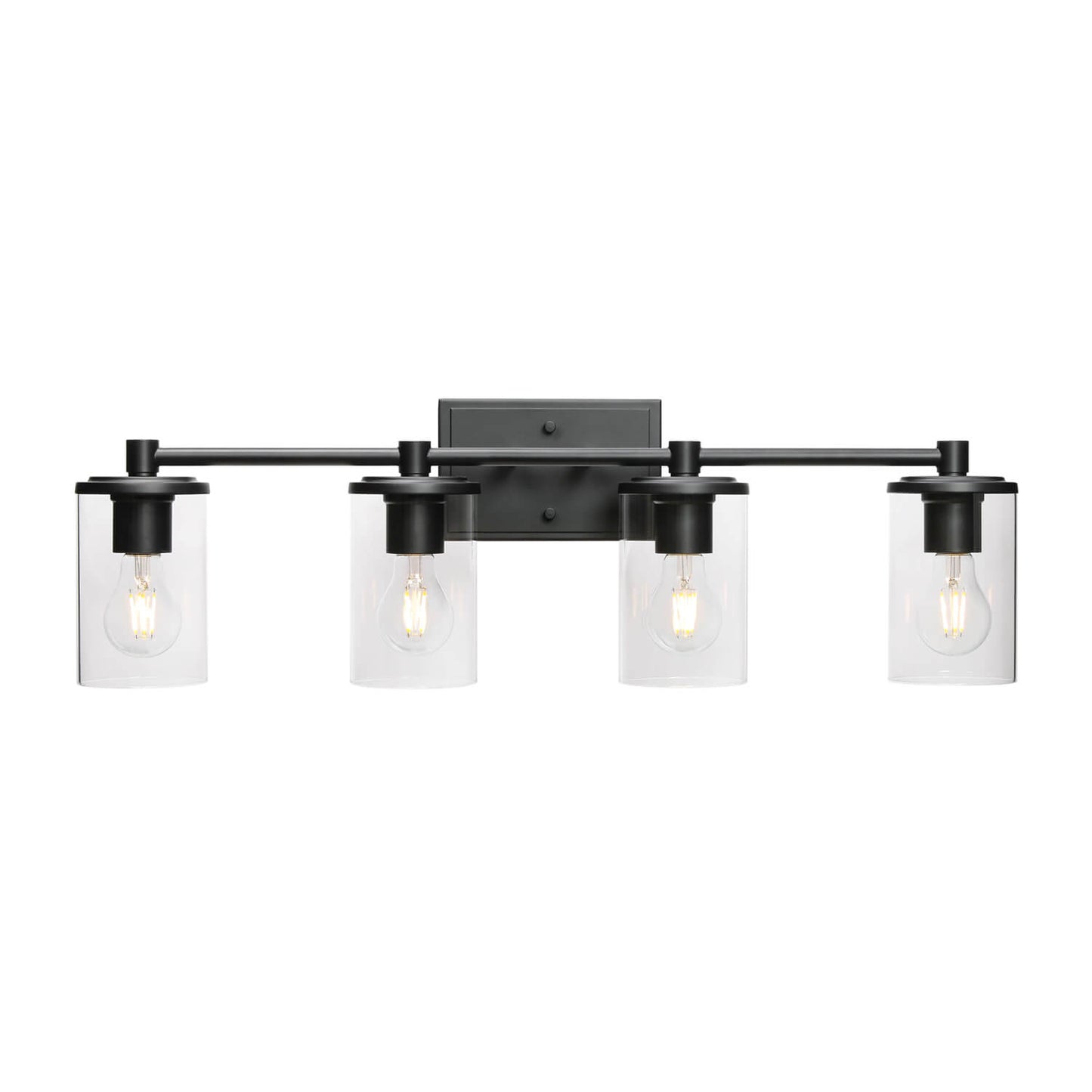 Modern Bathroom Vanity Light Fixture, 4-Light, Black with Clear Glass Shades XB-W1240-4-MB