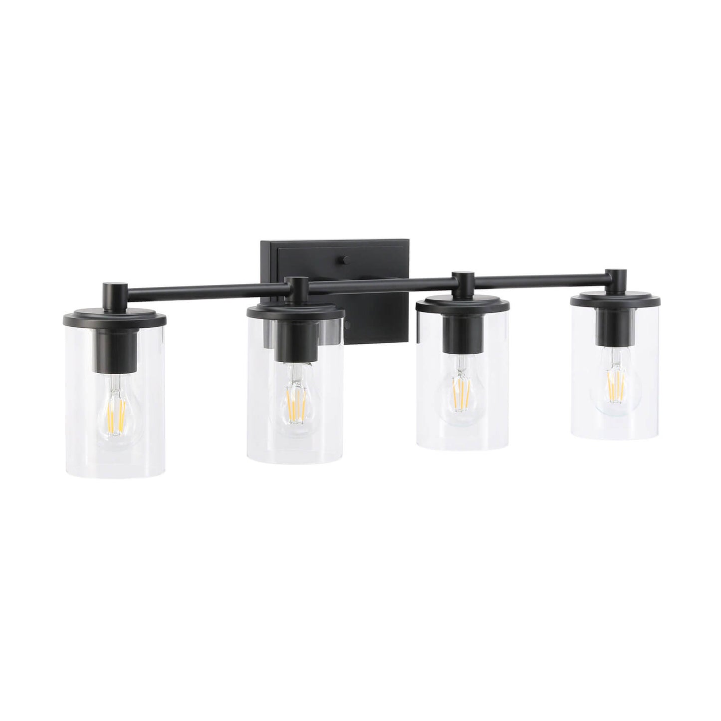 Modern Bathroom Vanity Light Fixture, 4-Light, Black with Clear Glass Shades XB-W1240-4-MB