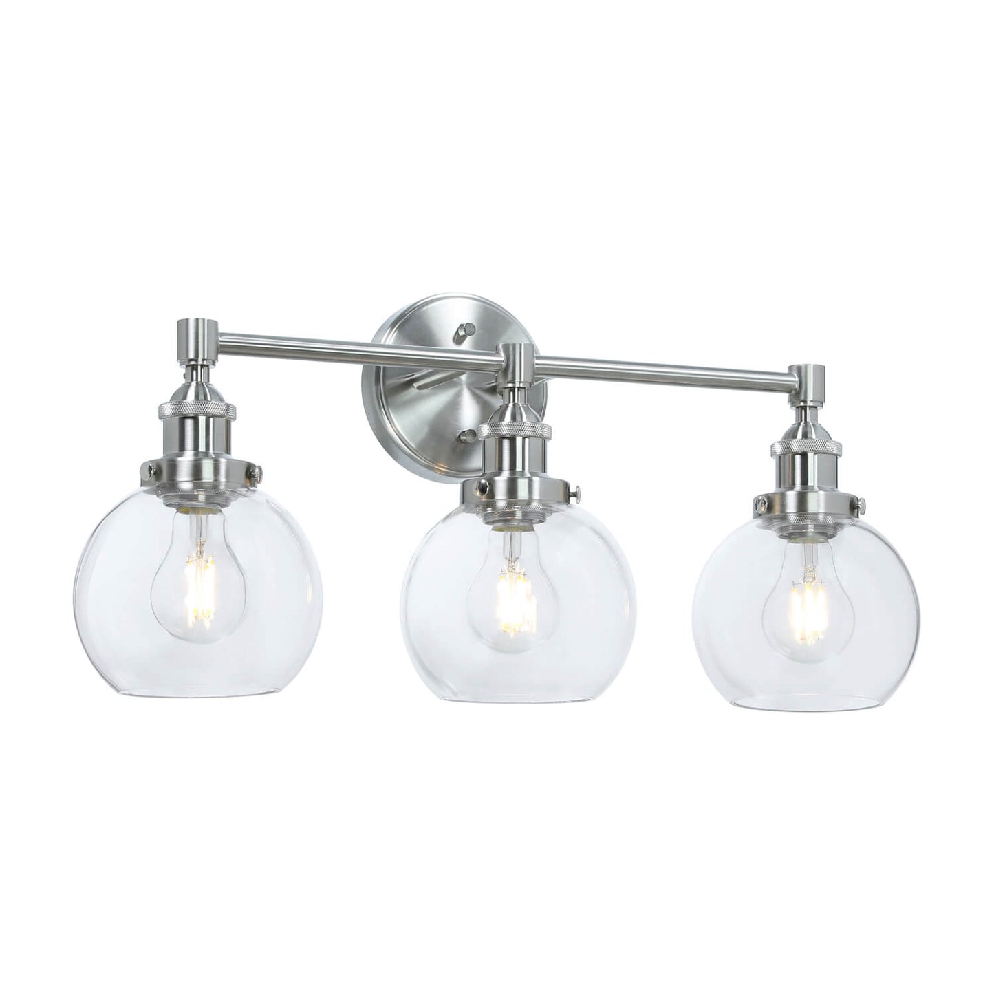 Bathroom Vanity Light Fixture, 3-Light, Glass Globe Shades, Brushed Nickel XB-W1256-3-BN