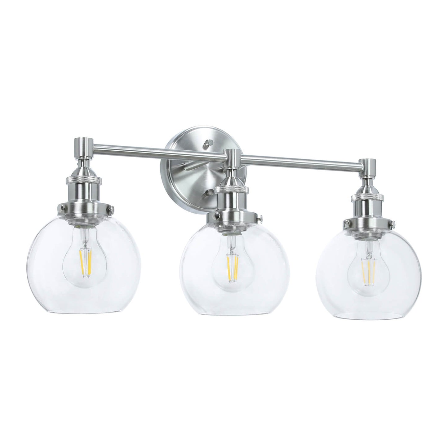 Bathroom Vanity Light Fixture, 3-Light, Glass Globe Shades, Brushed Nickel XB-W1256-3-BN