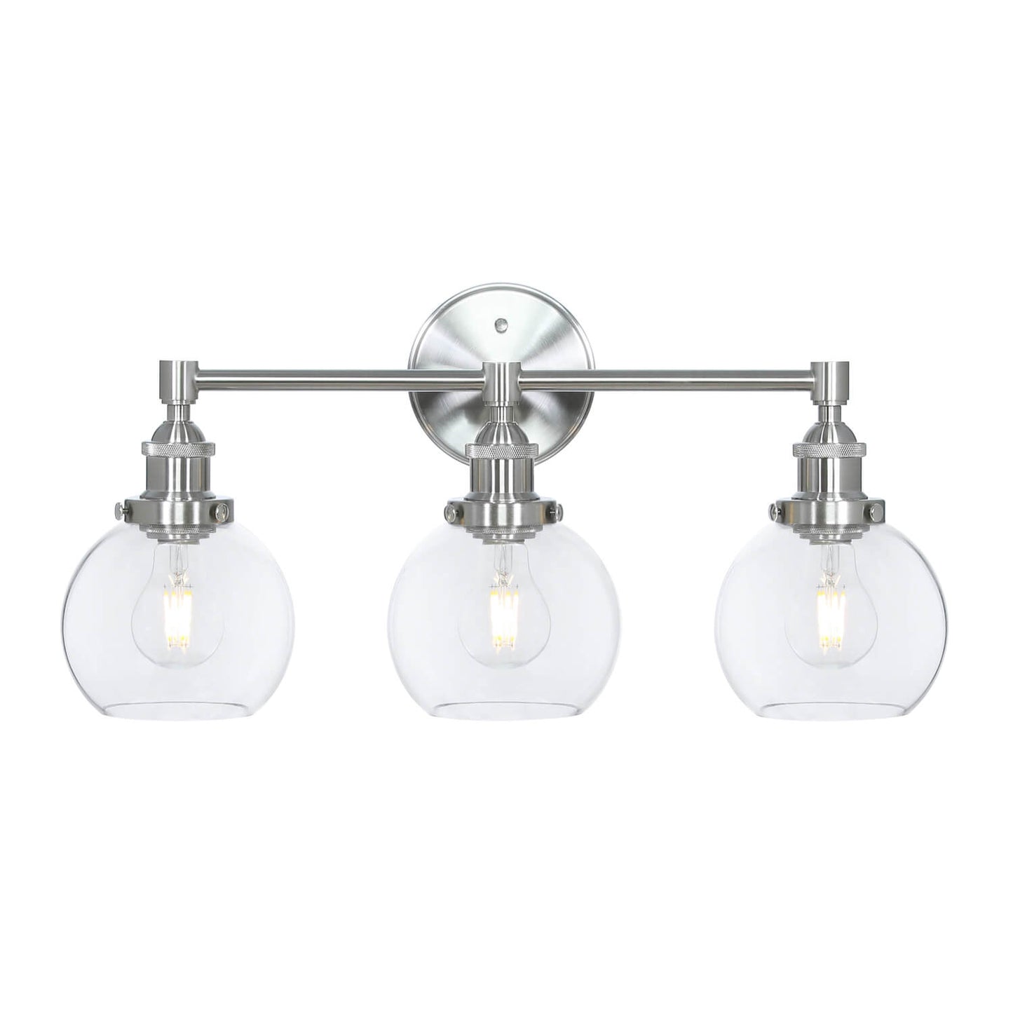 Bathroom Vanity Light Fixture, 3-Light, Glass Globe Shades, Brushed Nickel XB-W1256-3-BN