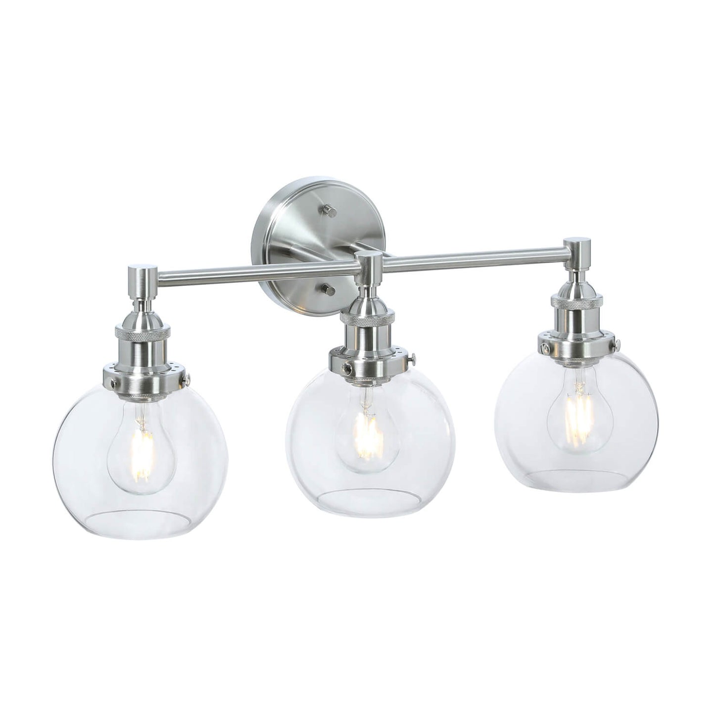 Bathroom Vanity Light Fixture, 3-Light, Glass Globe Shades, Brushed Nickel XB-W1256-3-BN