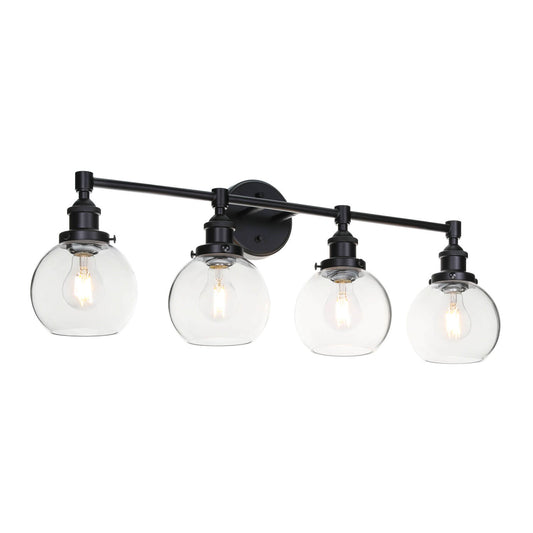 Industrial 4-Light Glass Vanity Wall Light XB-W1256-4-MB