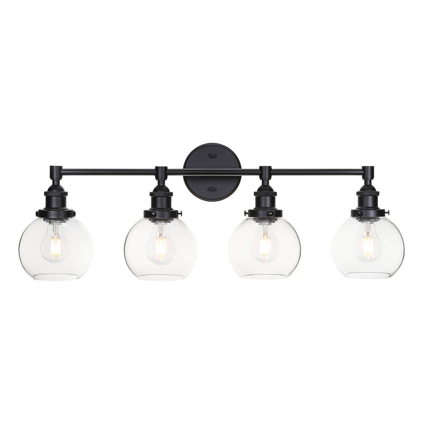Industrial 4-Light Glass Vanity Wall Light XB-W1256-4-MB