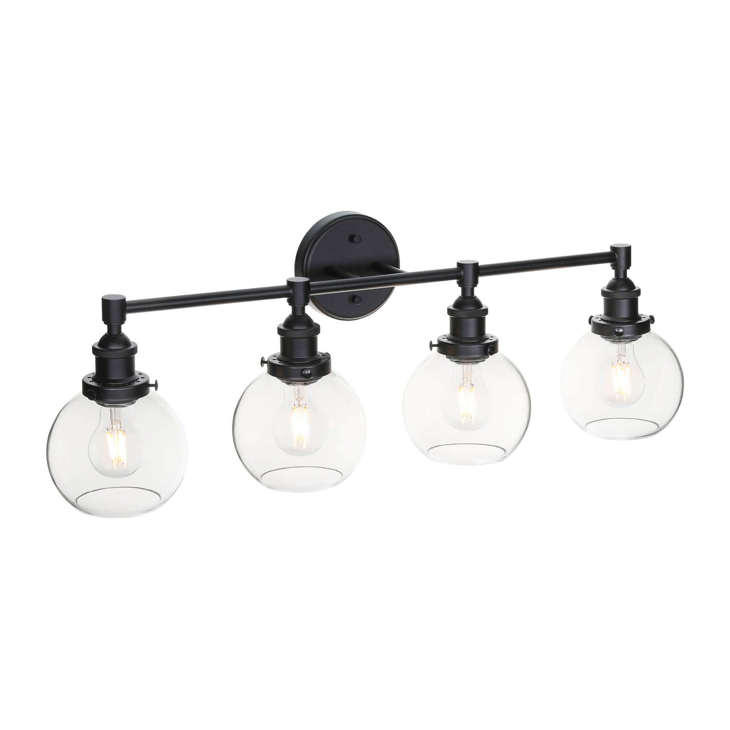 Industrial 4-Light Glass Vanity Wall Light XB-W1256-4-MB