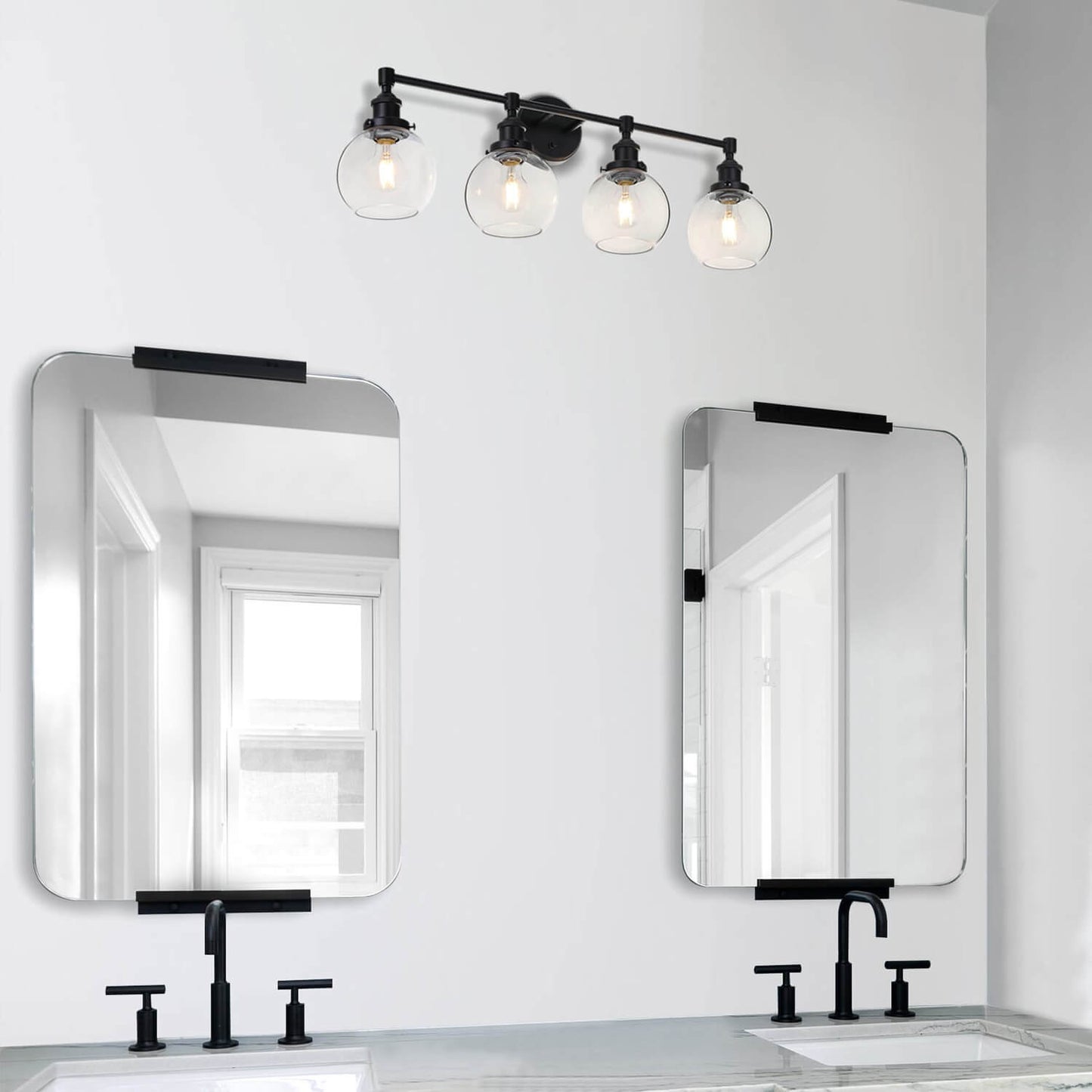 Industrial 4-Light Glass Vanity Wall Light XB-W1256-4-MB