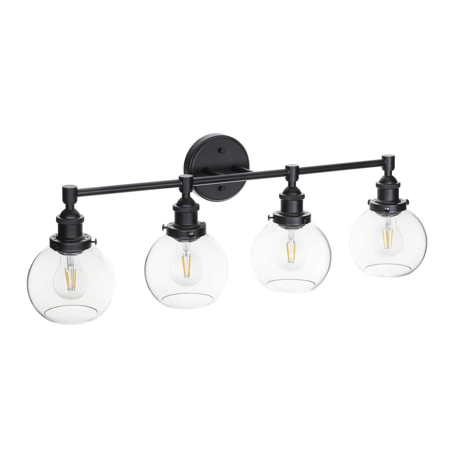 Industrial 4-Light Glass Vanity Wall Light XB-W1256-4-MB