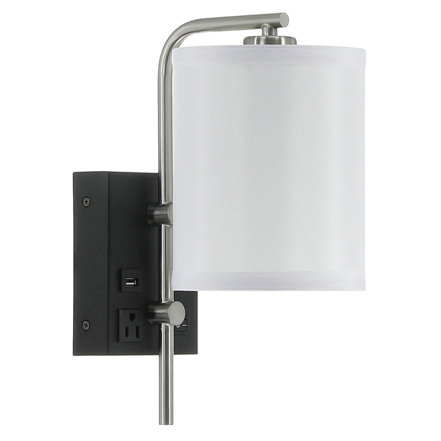 Commercial Use Fabric Shade Wall Reading Lamp Hotel Bedside Lamp For Bedroom Hotel Wall Sconce With Usb Port And Outlets XB-W1257-1