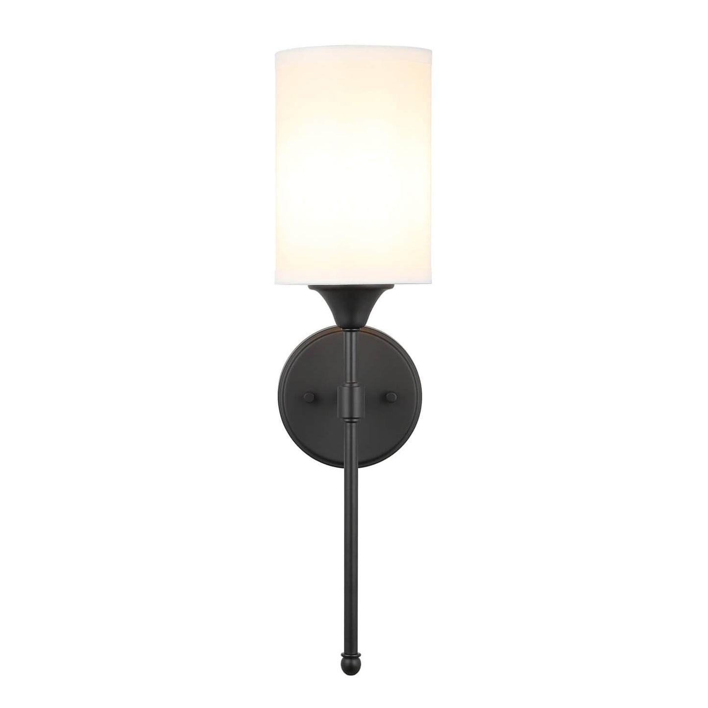 Wall Sconce Light Fixture, Matte Black Vanity Light with Fabric Shade, 1-Light XB-W1260-MB