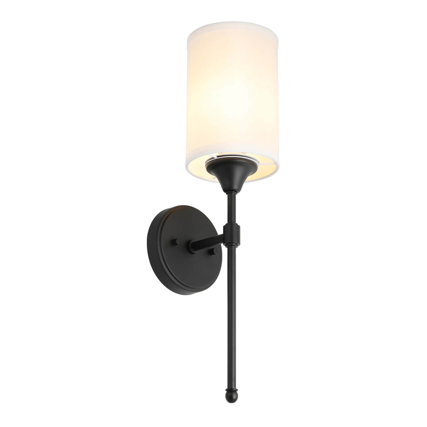 Wall Sconce Light Fixture, Matte Black Vanity Light with Fabric Shade, 1-Light XB-W1260-MB