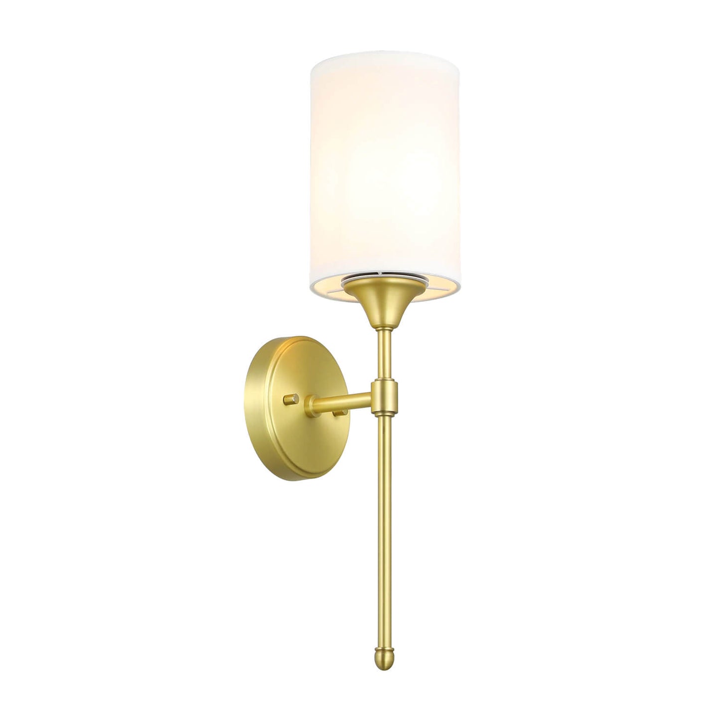 Wall Sconce Light Fixture, Vintage Single Light Vanity Lamp, Fabric Shade, Satin Brass XB-W1260-SB