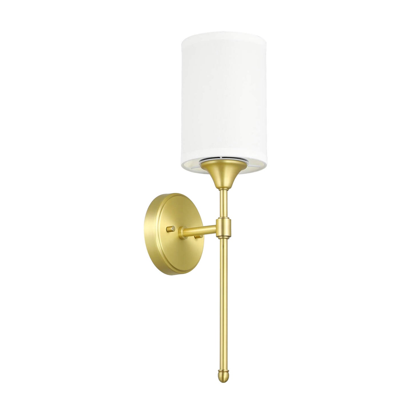 Wall Sconce Light Fixture, Vintage Single Light Vanity Lamp, Fabric Shade, Satin Brass XB-W1260-SB