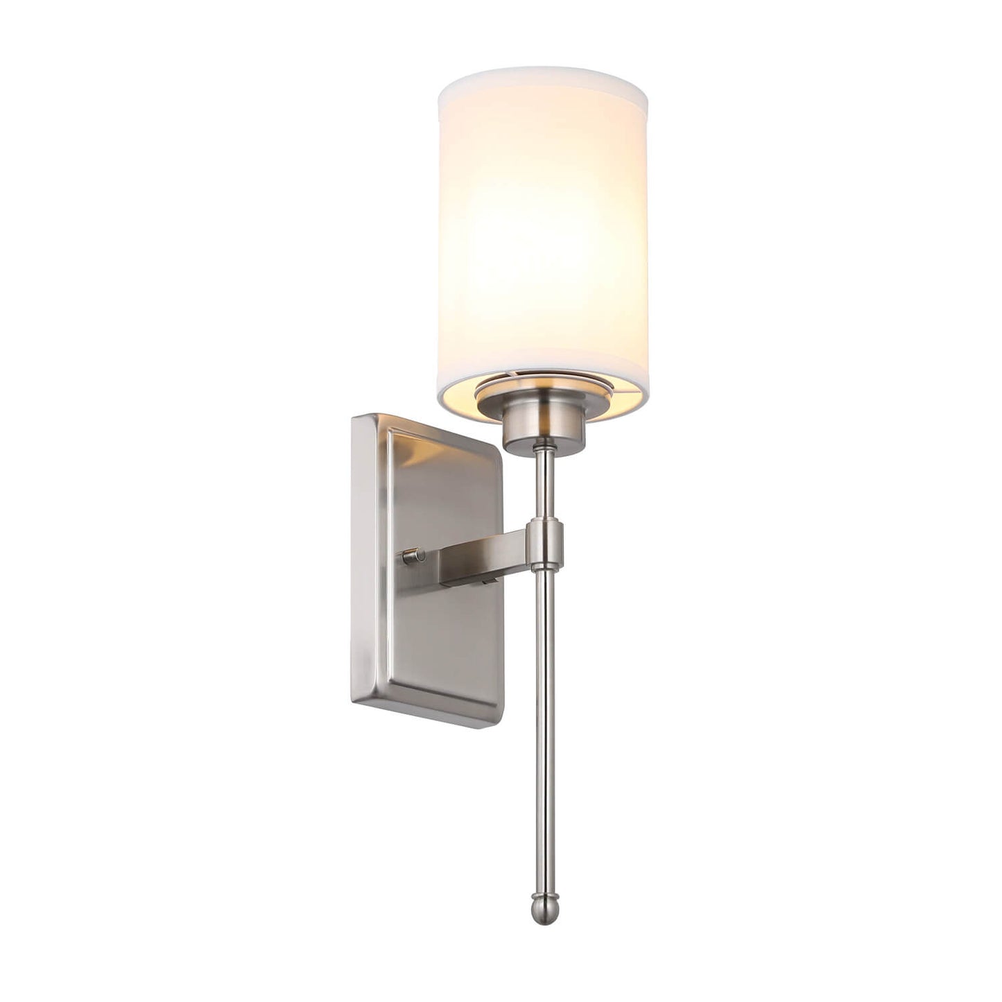 Brushed Nickel Wall Lighting with Fabric Shade for Bathroom & Bedroom XB-W1262-BN