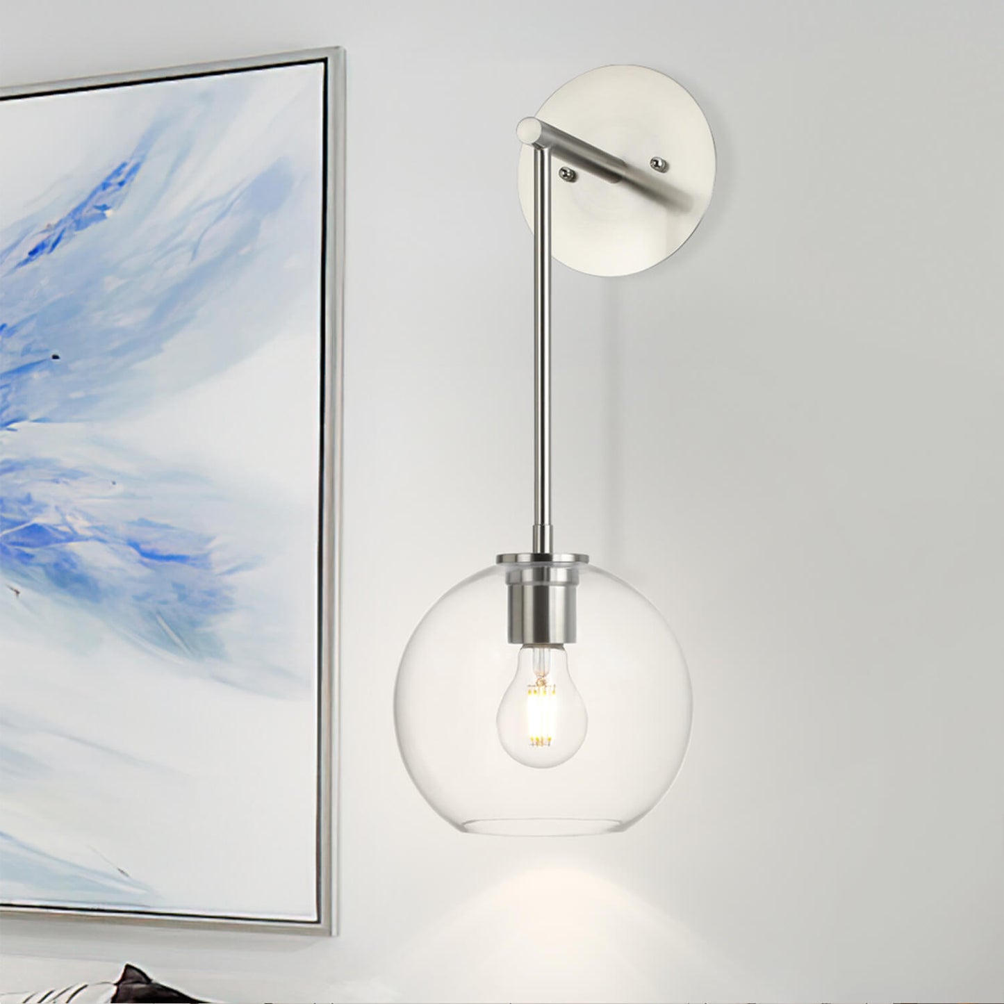 Modern Globe Glass Vanity Light - Brushed Nickel Finish XB-W1263-BN-1