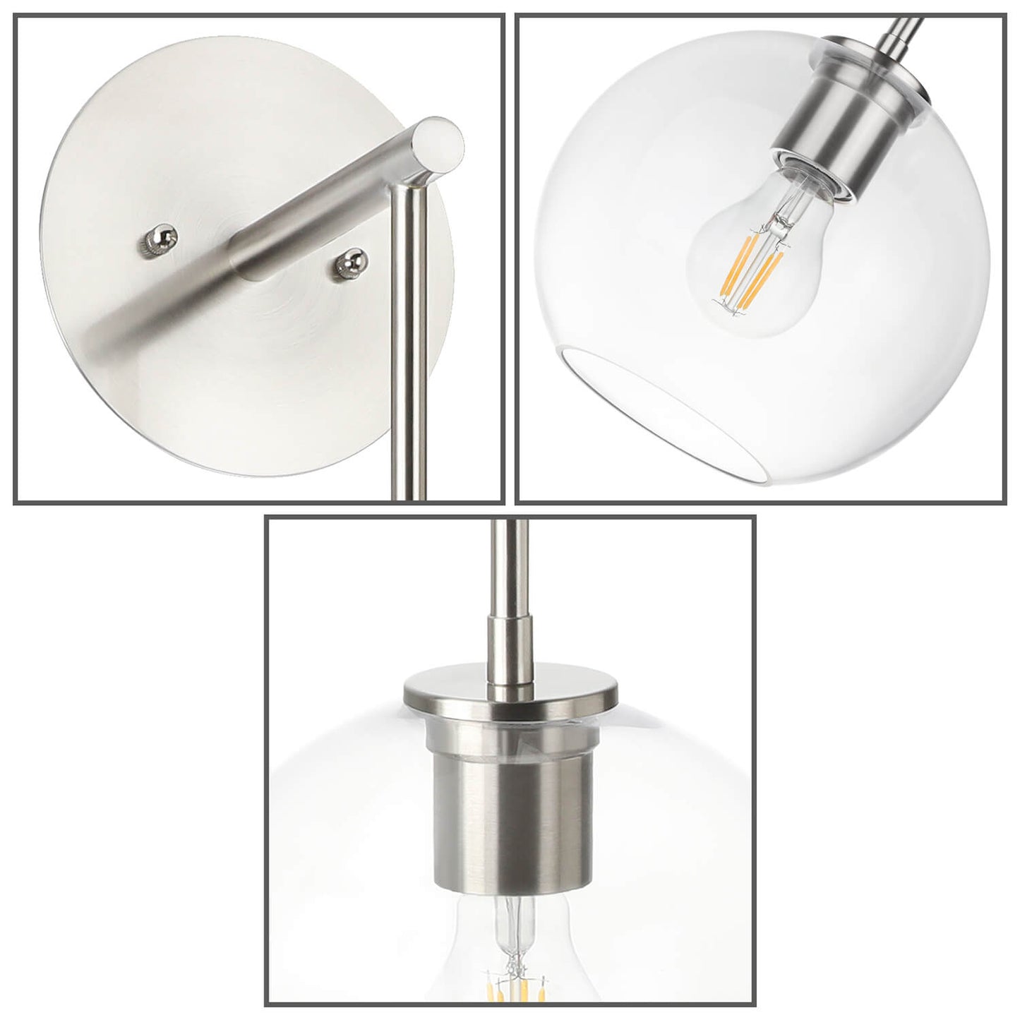 Modern Globe Glass Vanity Light - Brushed Nickel Finish XB-W1263-BN-1